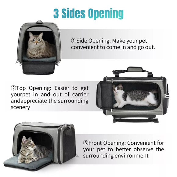 20lbs 1680D Oxford Pet Cat Carrier Airline Approved Breathable Mesh Dog Trave... - Picture 4 of 8